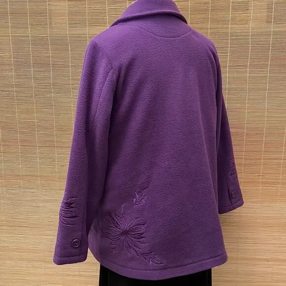 Susan Graver Purple Fleece Jacket. L - Picture 4 of 5